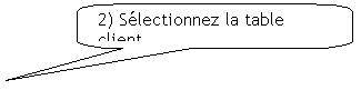 Bulle rectangulaire  coins arrondis: 2) Slectionnez la table client